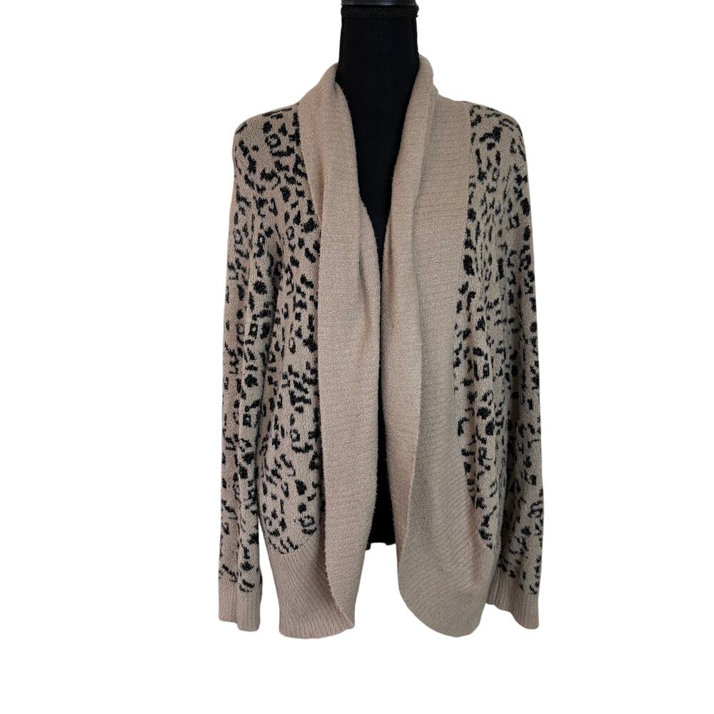 Rachel Zoe Leopard Open Cardigan Size L Beige